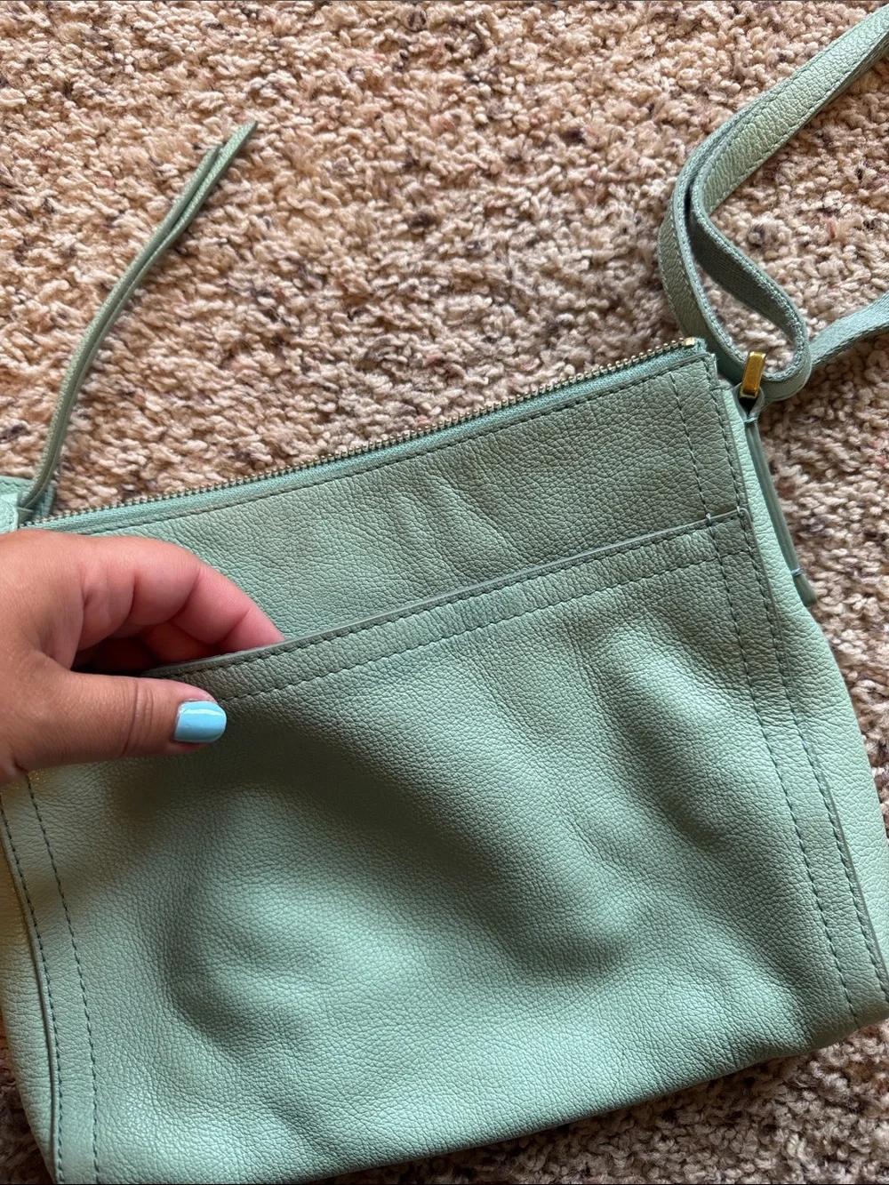 Mint Leather Crossbody Bag - Fossil